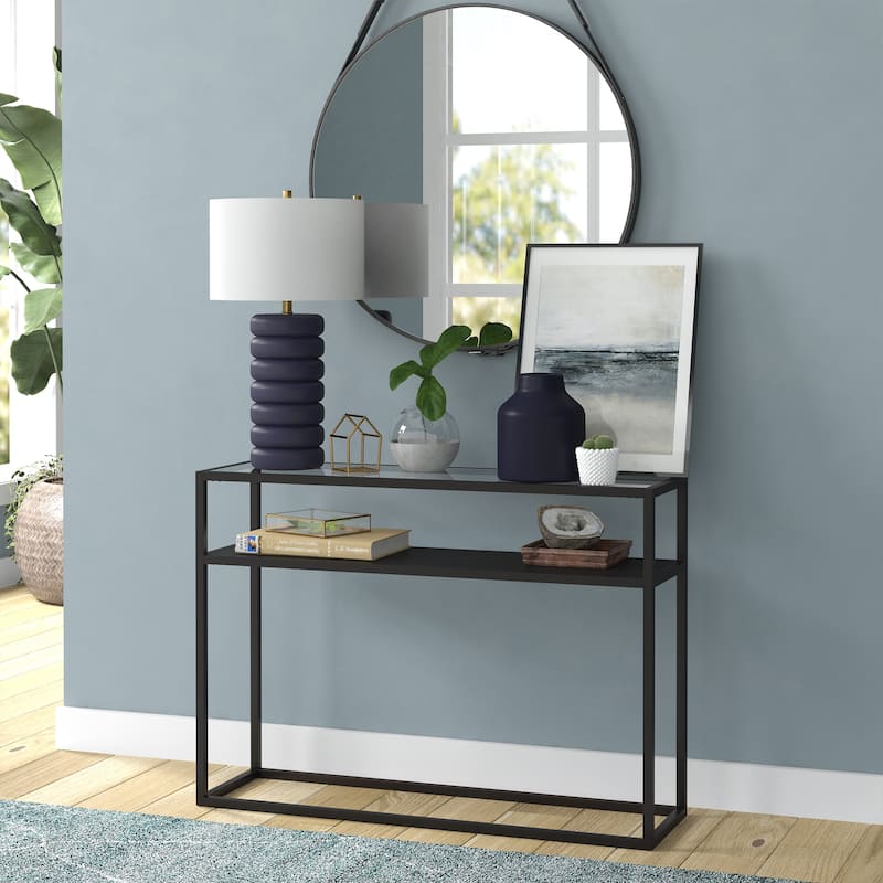 Zelda 25" Tall Glass Bubble Body Table Lamp with Fabric Shade