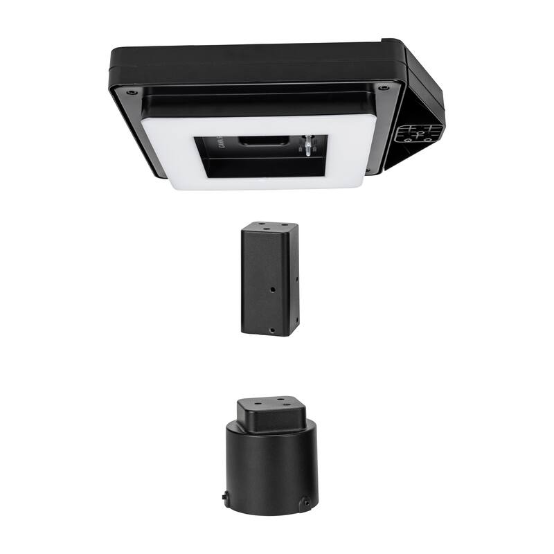 Contemporary Square Black Aluminum Solar Lamp Post Light with 3-Colors