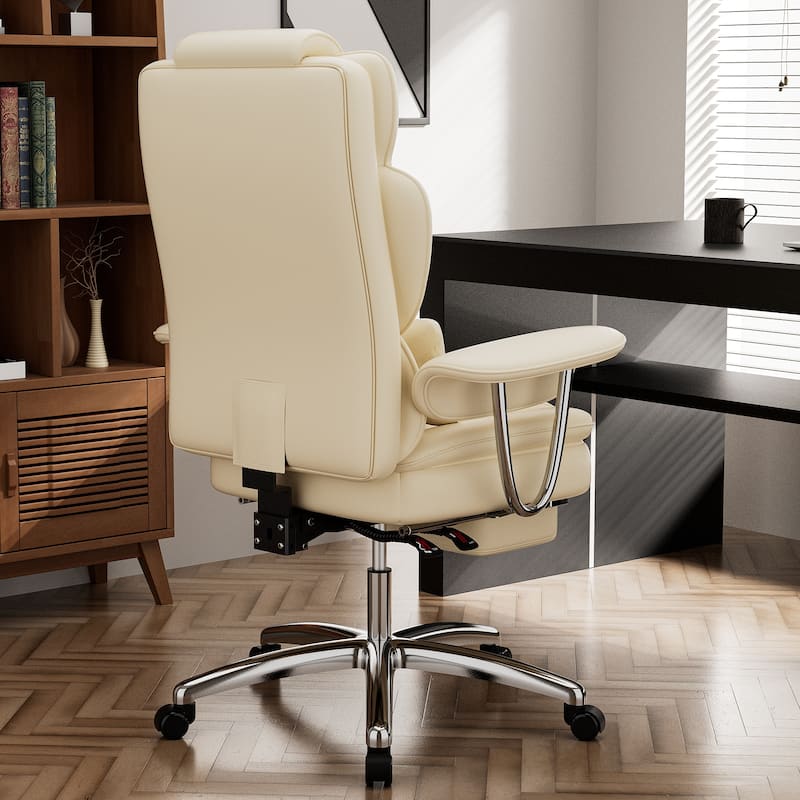 Ergonomic Reclining High Back PU Office Chair with Footrest