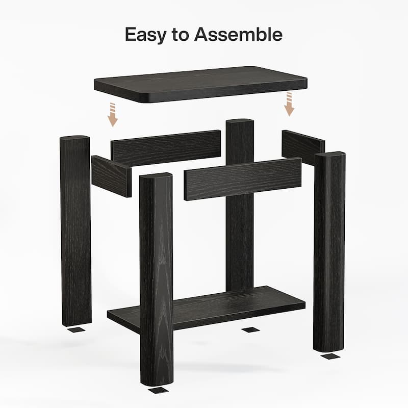 23.6'' Farmhouse Rectangle End Table with Storage Shelf