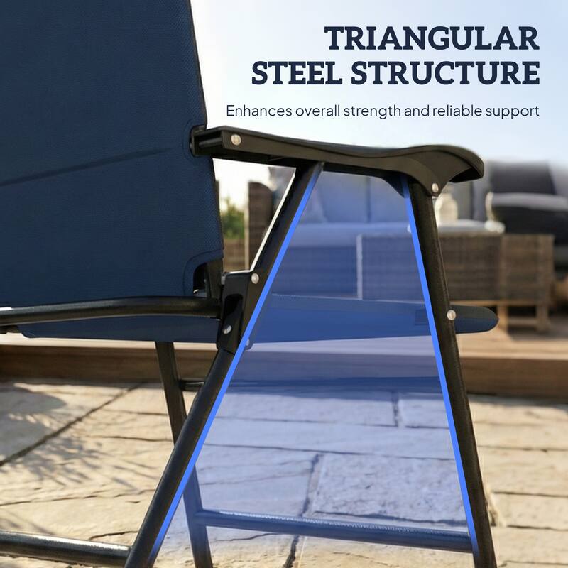 Outsunny Folding Patio Chairs Set of 2, Padded High Back Folding Lawn Chairs with Armrests, 600D Oxford Fabric