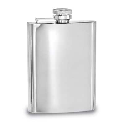 Curata Polished Stainless Steel 7 Ounce Hip Flask with Funnel
