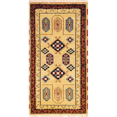 Handmade Kazak Wool Rug (India) - 2' x 4' - 2' x 4'