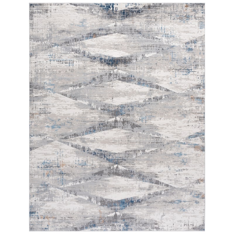 SAFAVIEH Amelia Argjentina Modern Diamond Distressed Rug - 9' x 12' - Ivory/Blue