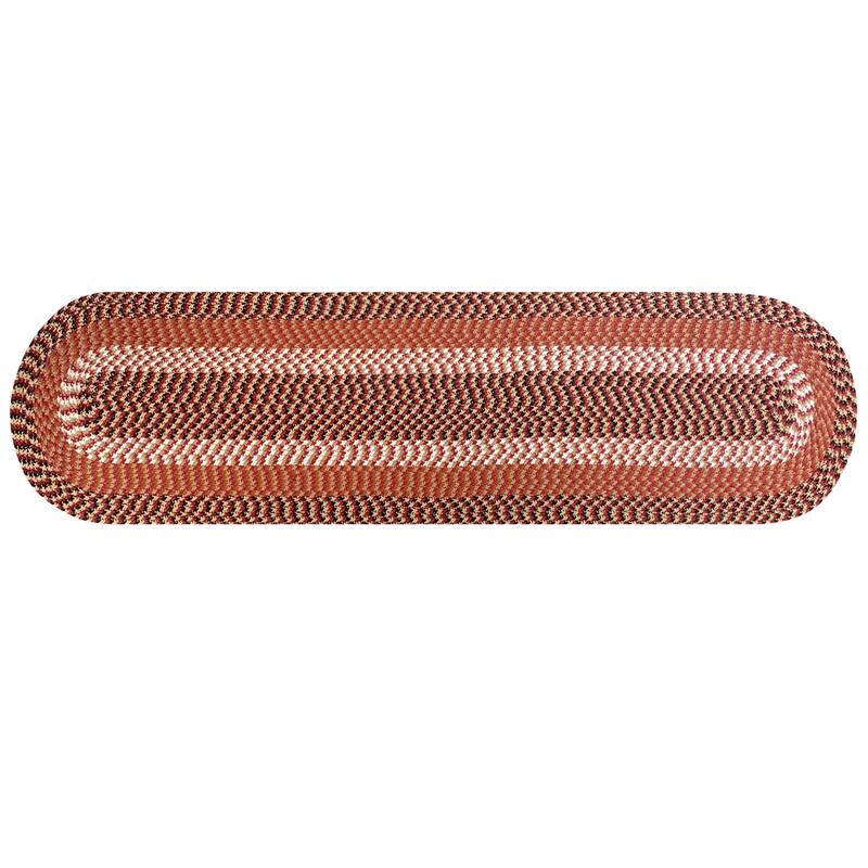Better Trends Alpine Braid 100% Polypropylene Stain-resistant & Double-Sided Reversible Durable Indoor Area Utility Rug - 24" x 108" Runner - Burgundy Stripe
