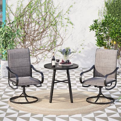 MAISON ARTS 3-Piece Metal Bistro Round Patio Dining Set