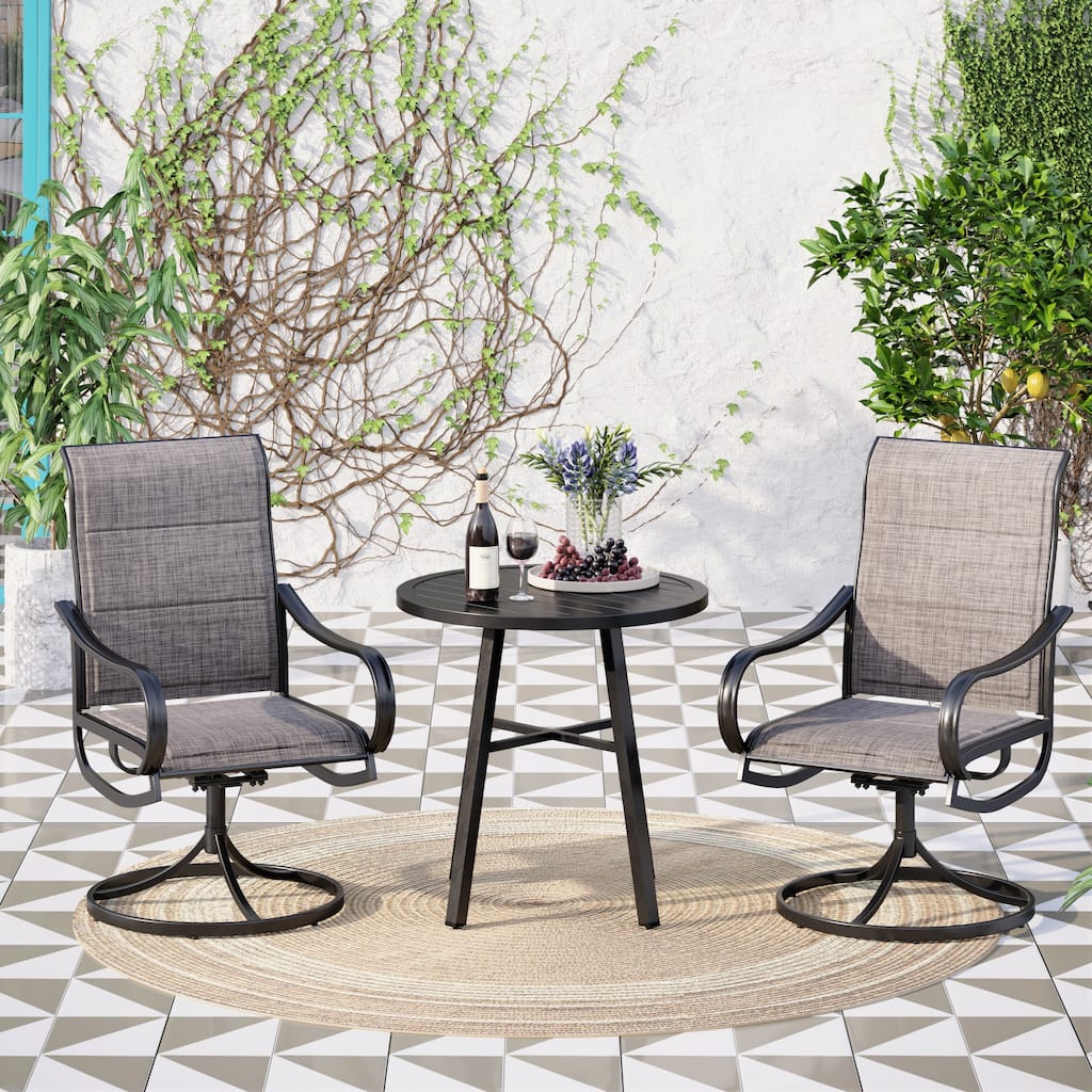 MAISON ARTS 3-Piece Metal Bistro Round Patio Dining Set