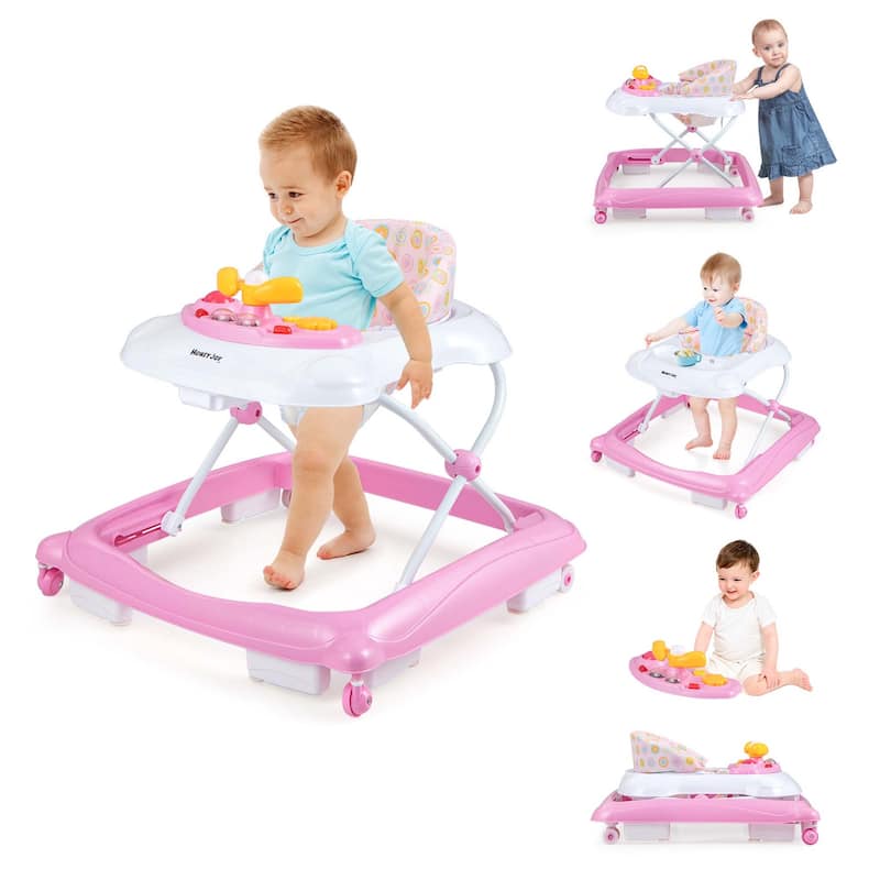 Honeyjoy Foldable Baby Walker with 3 Adjustable Heights Comfy Padded - See Details