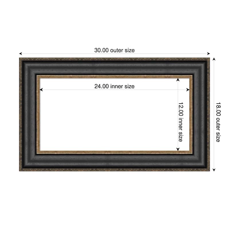 Amanti Art Thomas Black Bronze Framed Dry Erase Magnetic Board - 30 x 18 in