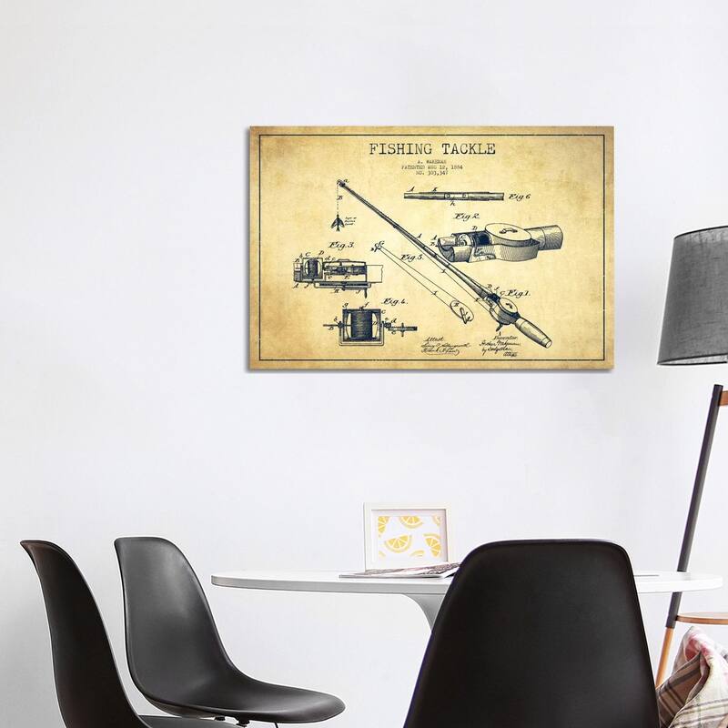 iCanvas "Fishing Tackle Vintage Patent Blueprint" by Aged Pixel Canvas Print - 26x40x1.5
