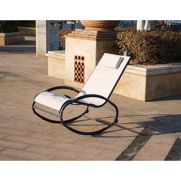 Moda Sunshine Iron Oval Base Rocking Lounge Chair Single with Pillow-Beige. Opens flyout.