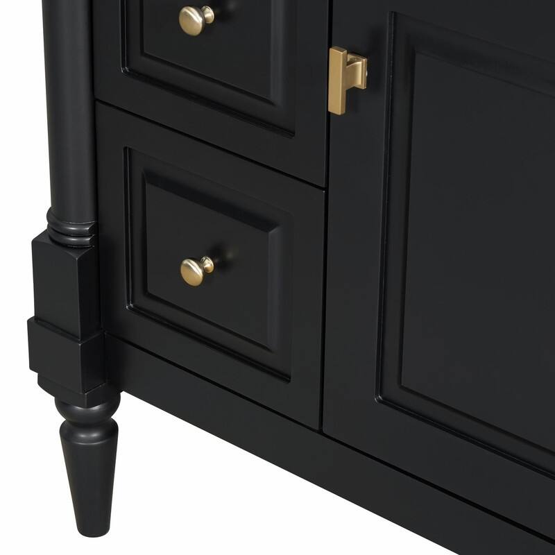 36" Bathroom Vanity with Sink, Freestanding Bathroom Cabinet with Ceramic Basin, Flip Drawer