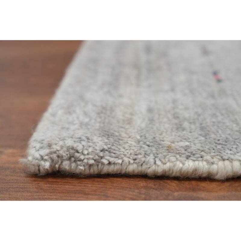 Hand Knotted Oriental Viscose Silk Carpet Tribal Animal Pictorial Greys & Charcoal Gabbeh Area Rug - 8' 9'' X 8' 10''
