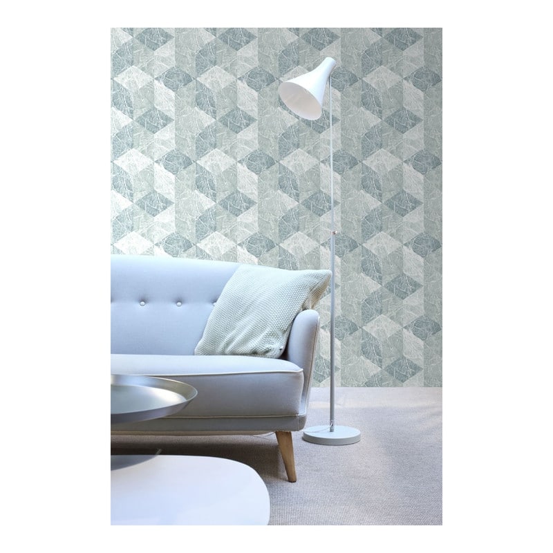 Origin Rizzo Light Blue Geometric Stone Wallpaper - 20.5 x 396 x 0.025