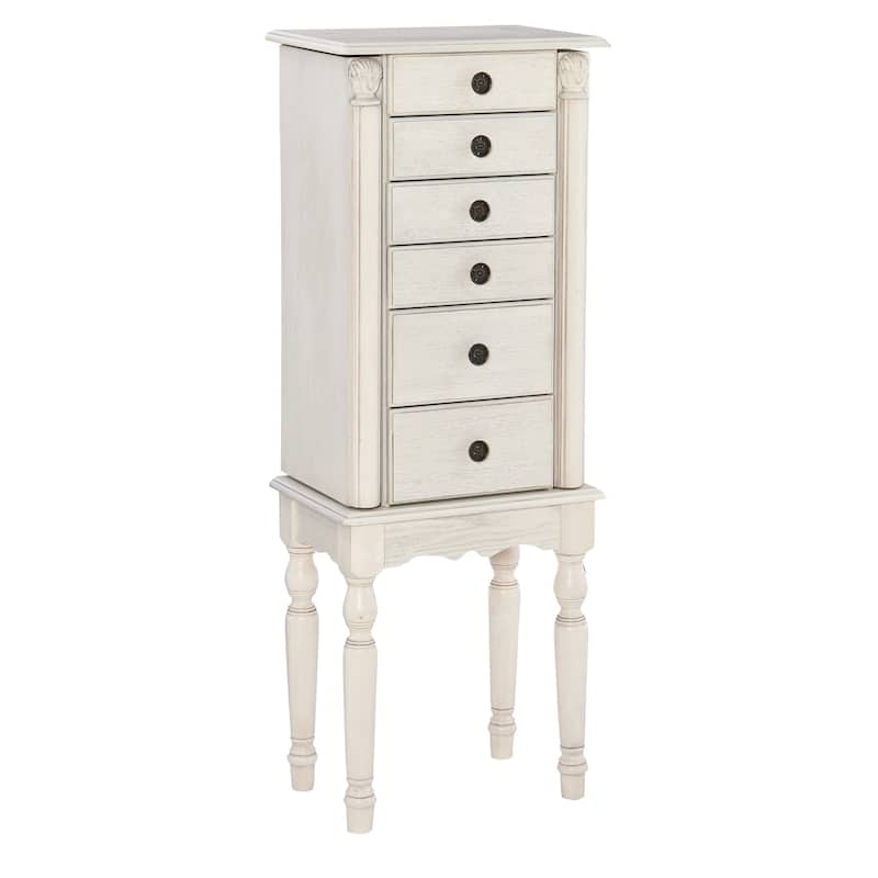 Jewelry Armoire with 6 Storage Drawers and Side Panels - 37" - Cream