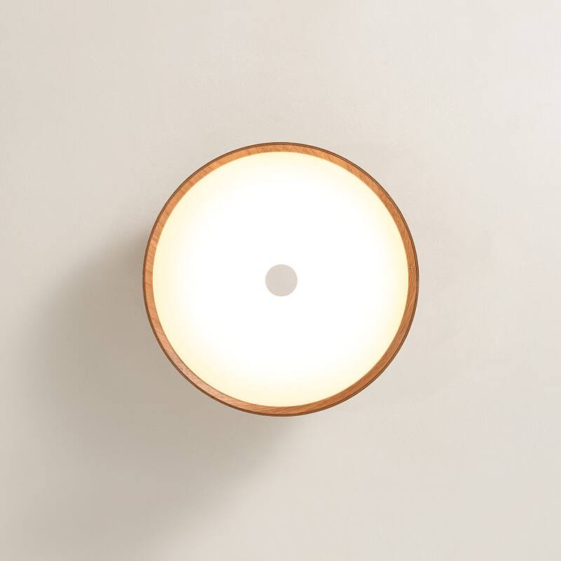 Scandinavian Conical Wood Dimmable LED Flush Mount Ceiling Light - 13.2in