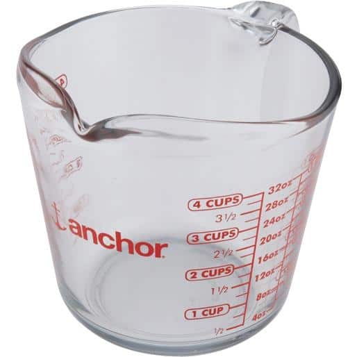 Anchor Hocking 55178AHG17 32 oz. Clear Glass Measuring Cup