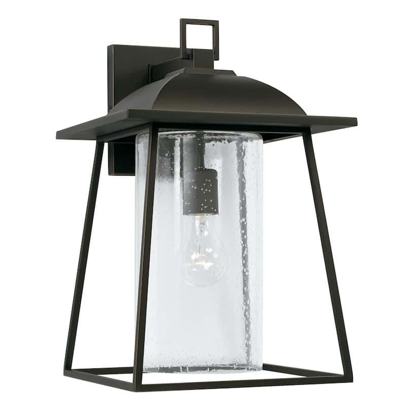 Durham 10.5" 1-light Outdoor Wall Lantern w/ Clear Seeded Glass - Oiled Bronze
