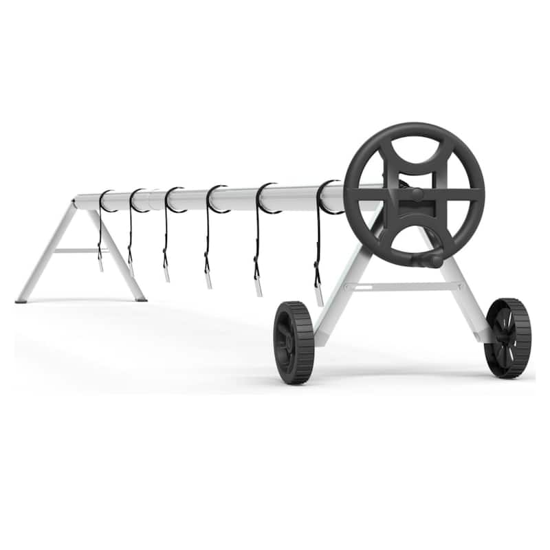 Aluminum Pool Cover Reel 21-ft Easy Crank System Rust-Resistant for Inground Solar Covers - 21FT - 21FT