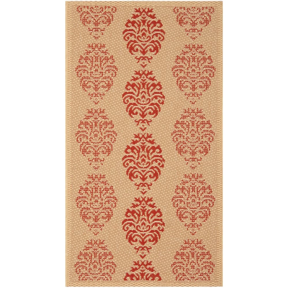 SAFAVIEH Courtyard Pauley Damask Indoor/ Outdoor Waterproof Patio Backyard Rug