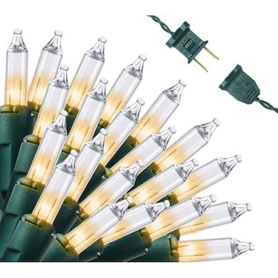 100-Count Clear White Christmas Light Set - Green