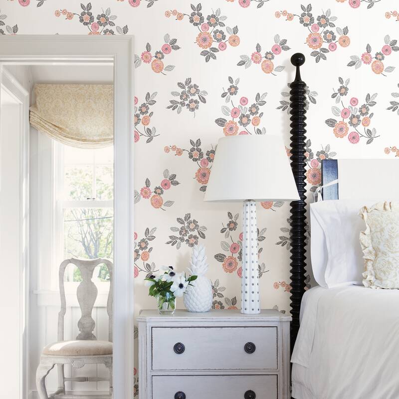 A-Street Prints Malaga Pink Floral Wallpaper
