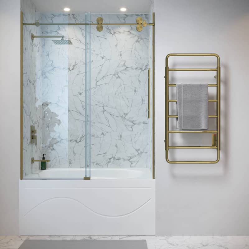 Ivy 8-Bar Electric Towel Warmer In Brushed Gold - 19.69" x 40.94" x 4.45"
