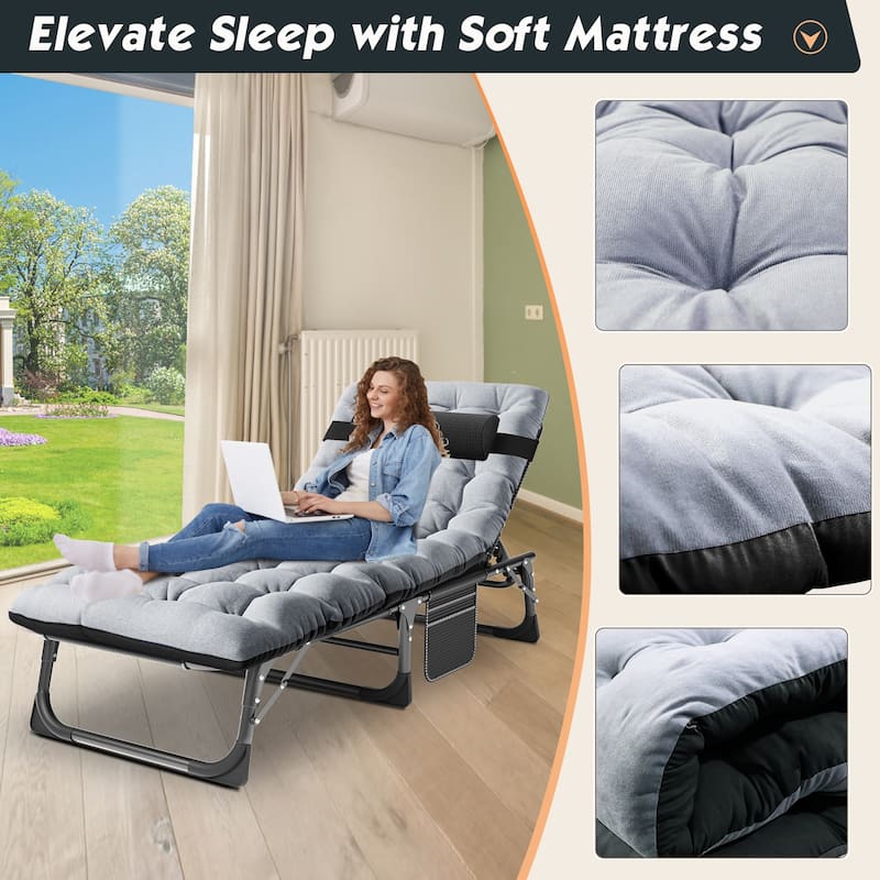 DoCred Upgraded Thicked Folding Camping Cot with Thicked Mattress