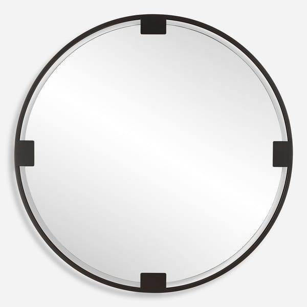 slide 2 of 6, Uttermost Cornelia Black Round Mirror - 42.5'' H X 42.5'' W X 1.25'' D