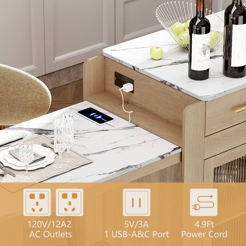 71'' Kitchen Island with Extendable Table