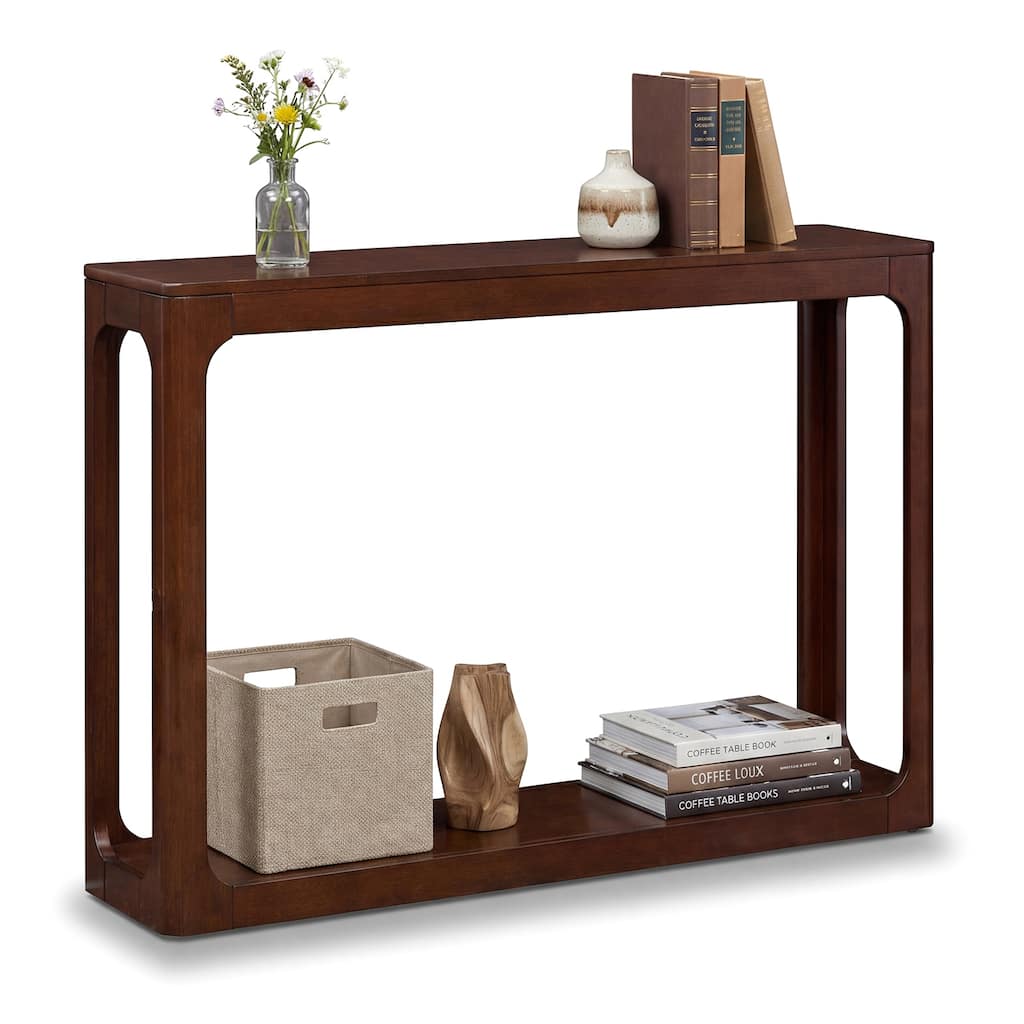 Gymax 47'' 2-Tier Mid Century Entryway Table w/Storage Shelf Solid