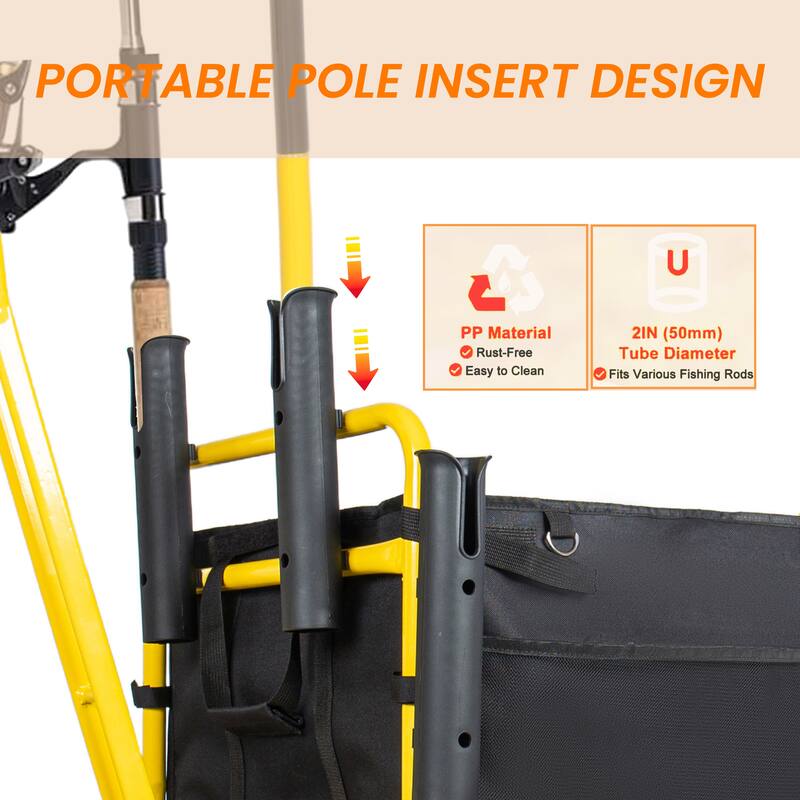 Beach Cart Collapsible Wagon 9.85"All-Terrain Wheels,Heavy Duty Garden Cart with Rod Holders,Umbrella Holder and Storage Pockets