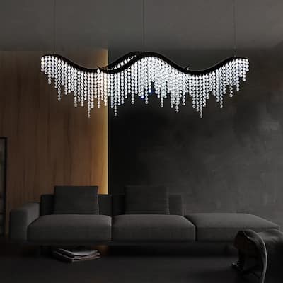Dangling Wave Crystal Chandeliers for Living Room,Dinging Room