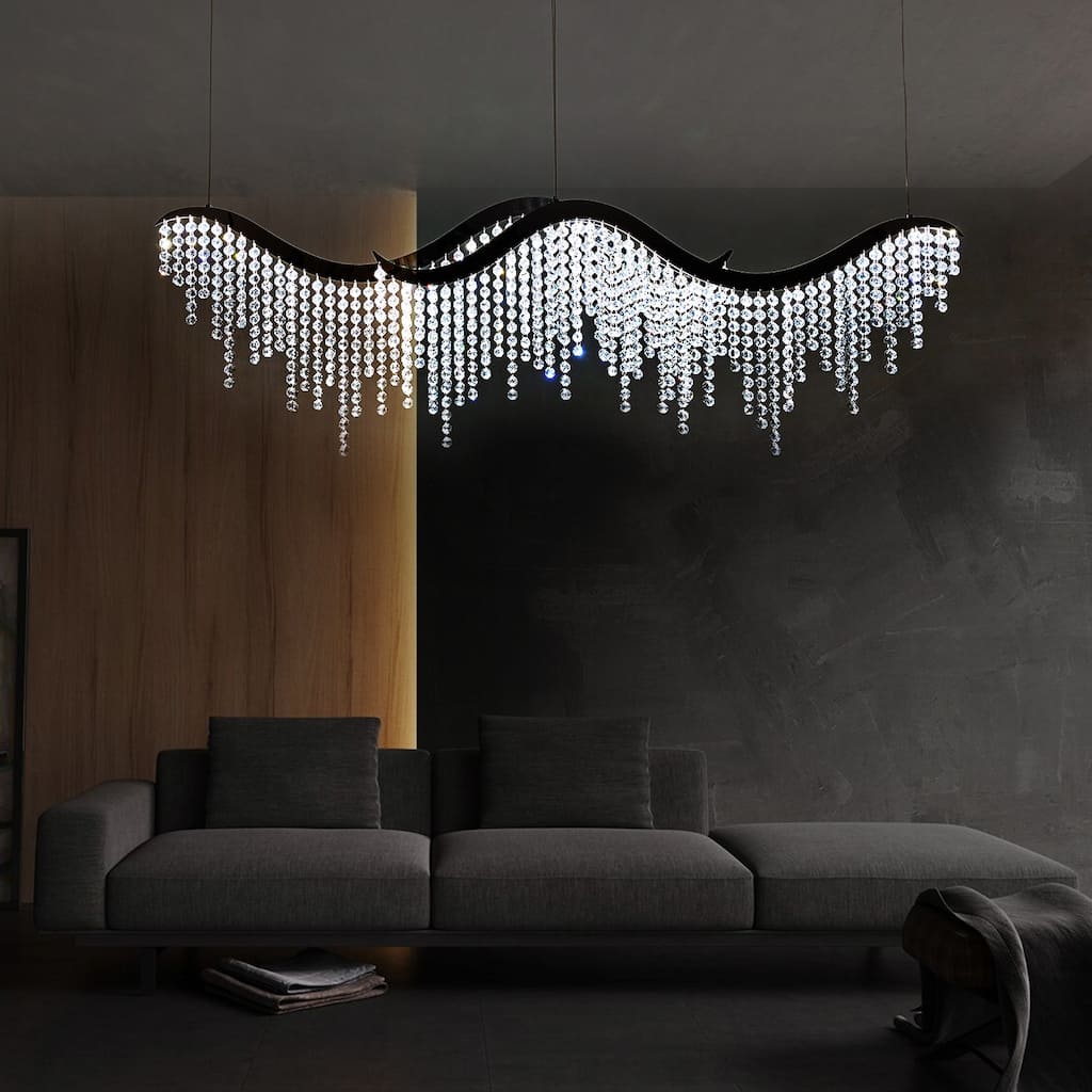 Dangling Wave Crystal Chandeliers for Living Room,Dinging Room