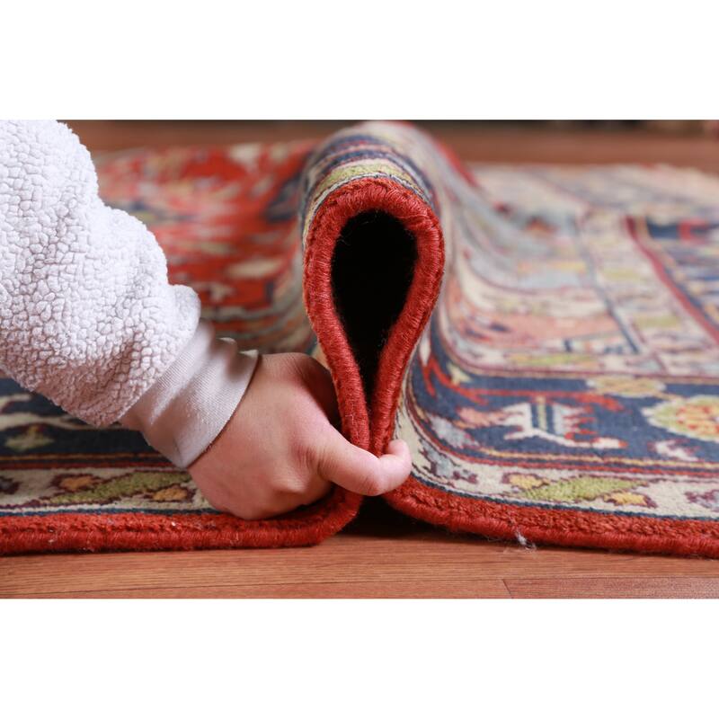 Hand Knotted Oriental 100% Wool Carpet Traditional Medallion Oranges & Rust Heriz (serapi) Area Rug - 12' 2'' X 8' 11''