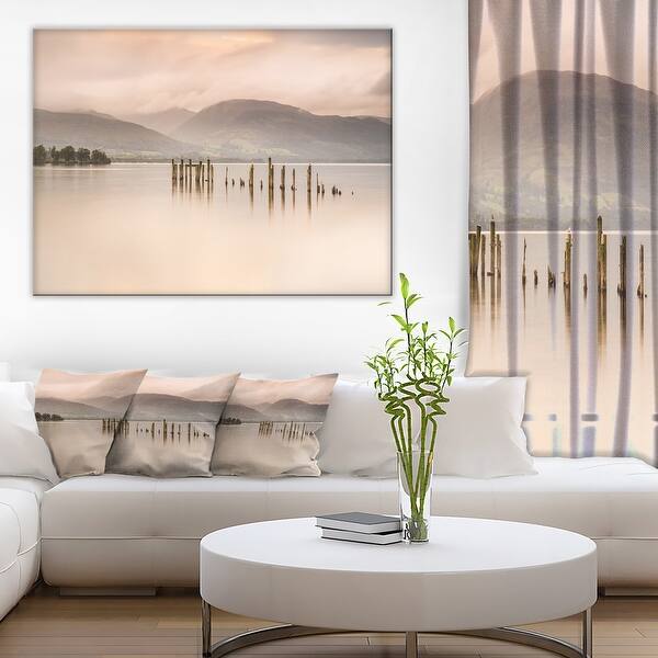 slide 2 of 14, Designart "Loch Lomond Jetty and Mountains" Landscape Wall Art Print Canvas 40 in. wide x 30 in. high - 1 Panel