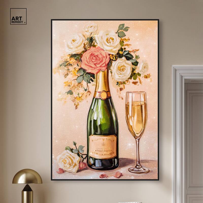 Blooming Champagne Vase Canvas by Art Remedy