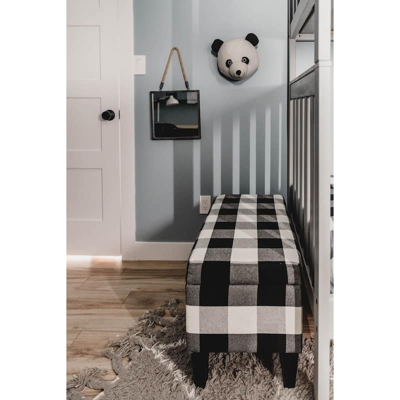 Porch & Den Minna Decorative Storage Bench - Black Plaid