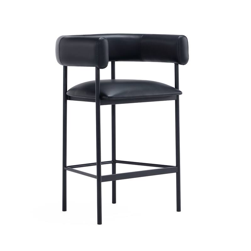 Manhattan Comfort Onda Metal Vegan Leather Counter Stool - Black
