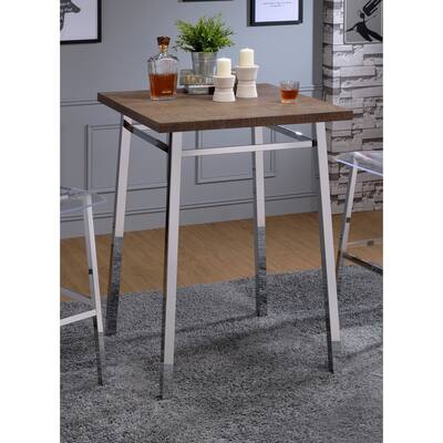 Teandro Oak and Chrome Square Bar Table