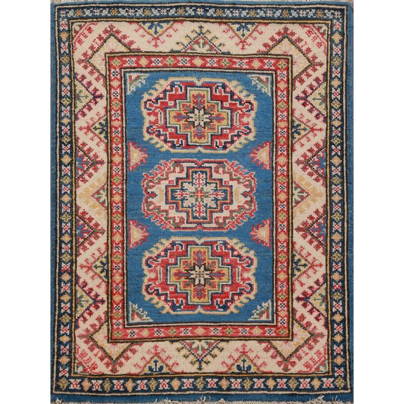 Blue Kazak Oriental Accent Foyer Rug Handmade Traditional Wool Carpet - 2'0"x 3'0"