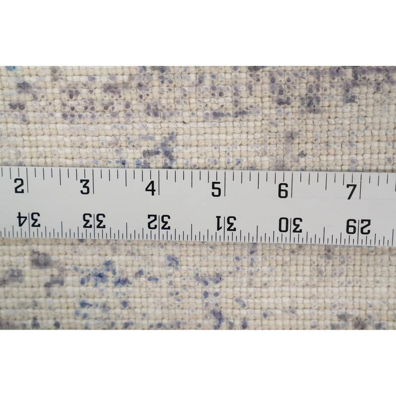 Hand Knotted Oriental Viscose Silk Carpet Modern Abstract Navy Blue & Blues Abstract Area Rug - 7' 5'' X 5' 4''