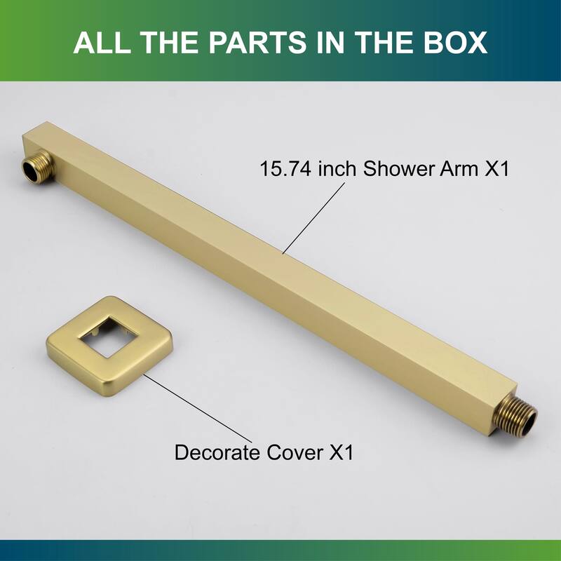 16 Inches Shower Extension Arm Universal Shower Straight Wall-Mounted Shower Arm with Flange for Bathroom Rainfall Showerhead