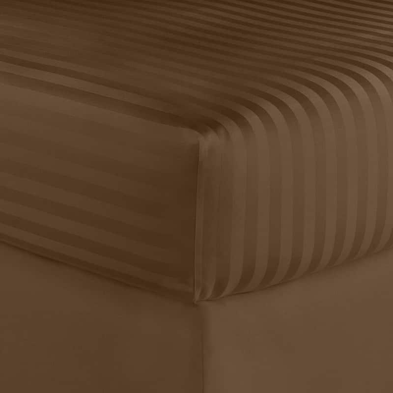 Home Sweet Home Dream Striped 1200 TC Egyptian Cotton Deep Pocket Bed Sheet Set - Chocolate - Queen