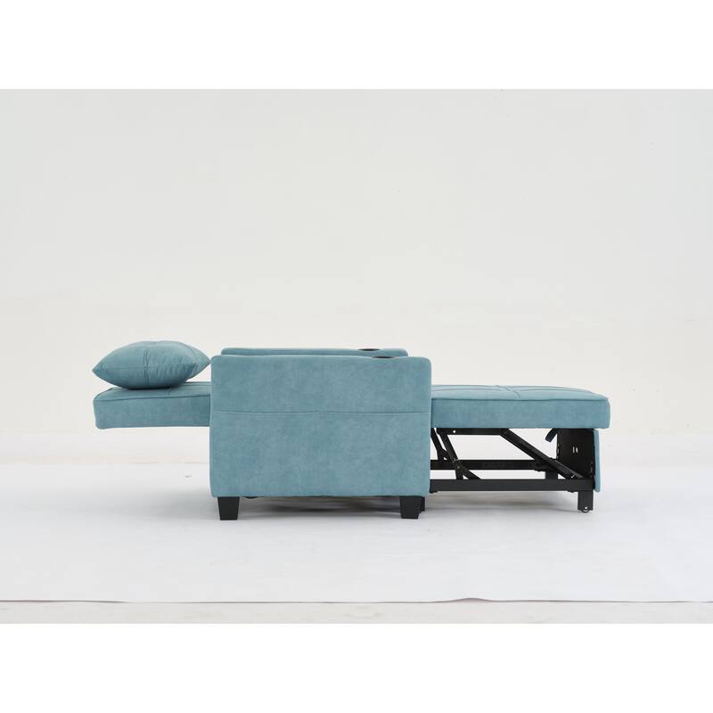Green 68.12" Tech Clothr 3-in-1 Single Convertible Pull Out Sofa with USB Ports and Wear-resistantfor Living Room