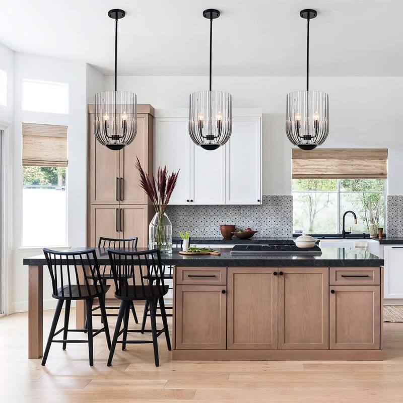 Modern Candle Style Round Reeded Taper Glass Shade Pendant 11in - Smoked Glass