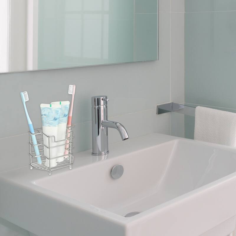 3 Slots 304 Stainless Steel Toothbrush Holder, Toothpaste Holder Stand - Silver Tone