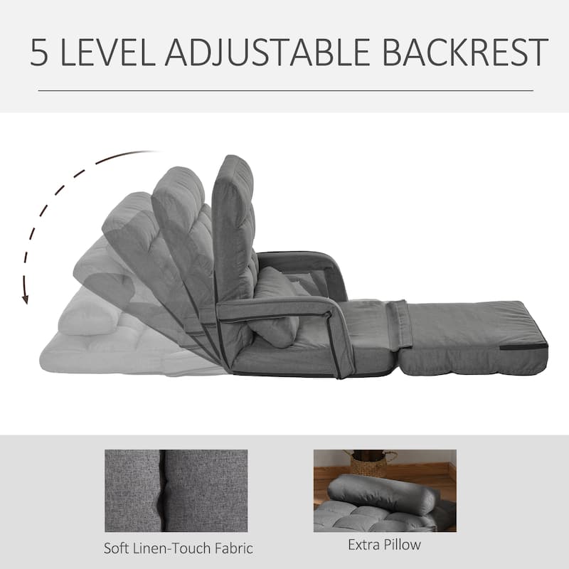 Grey Modern 30.8" Folding Upholstered Chaise Lounges Chair with Pillow for Living Room