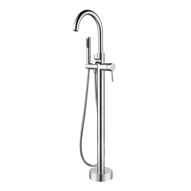 Highflow Freestanding Tub Filler with Swivel Spout and Handshower Chrome
