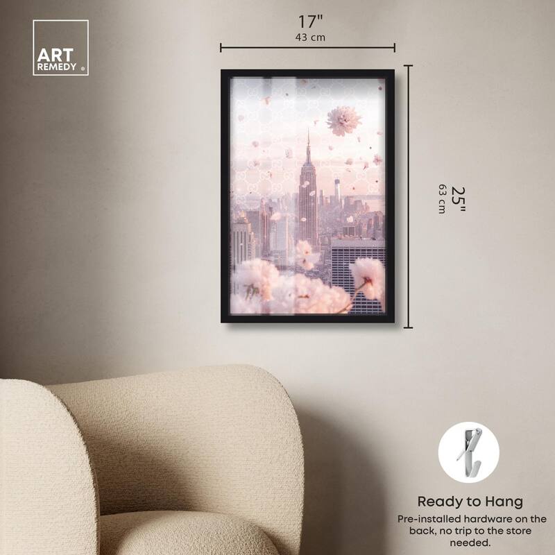 Raining Petals in NYC Shadowbox by Art Remedy